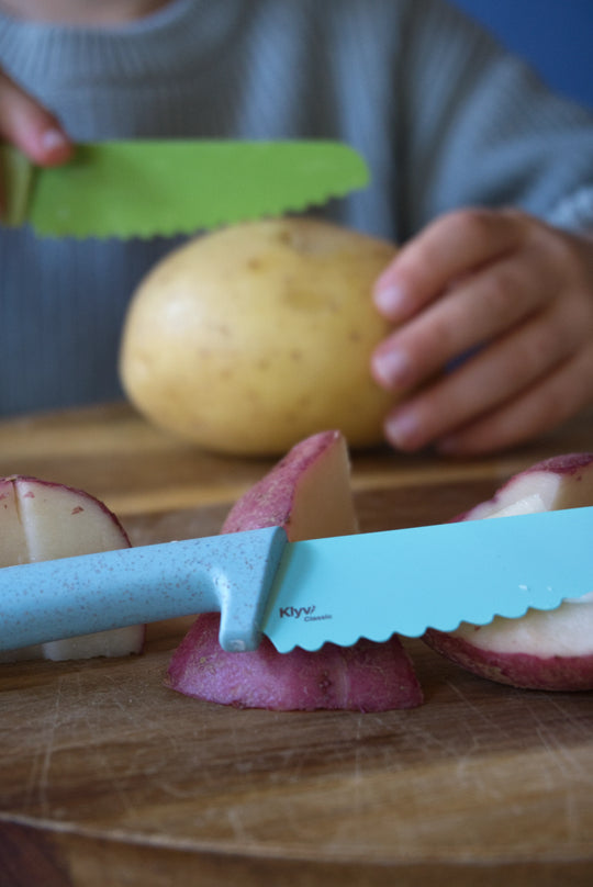 KLYV Classic Kids Knife – Blue CornFlower